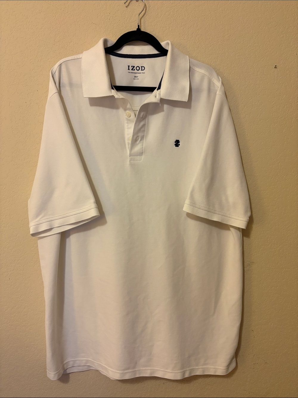 Izod Men’s The Advantage Polo White with Navy Logo - 2XLT